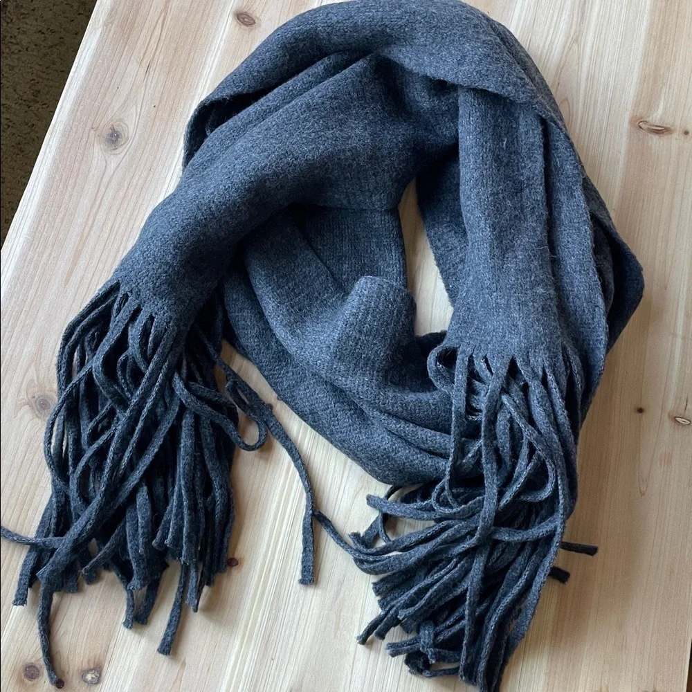 Boho Urban Gray Fringe Scarf